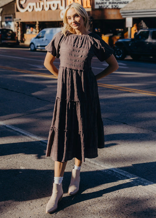Serena Dress in Mushroom- Misses and Plus (XS-4X)