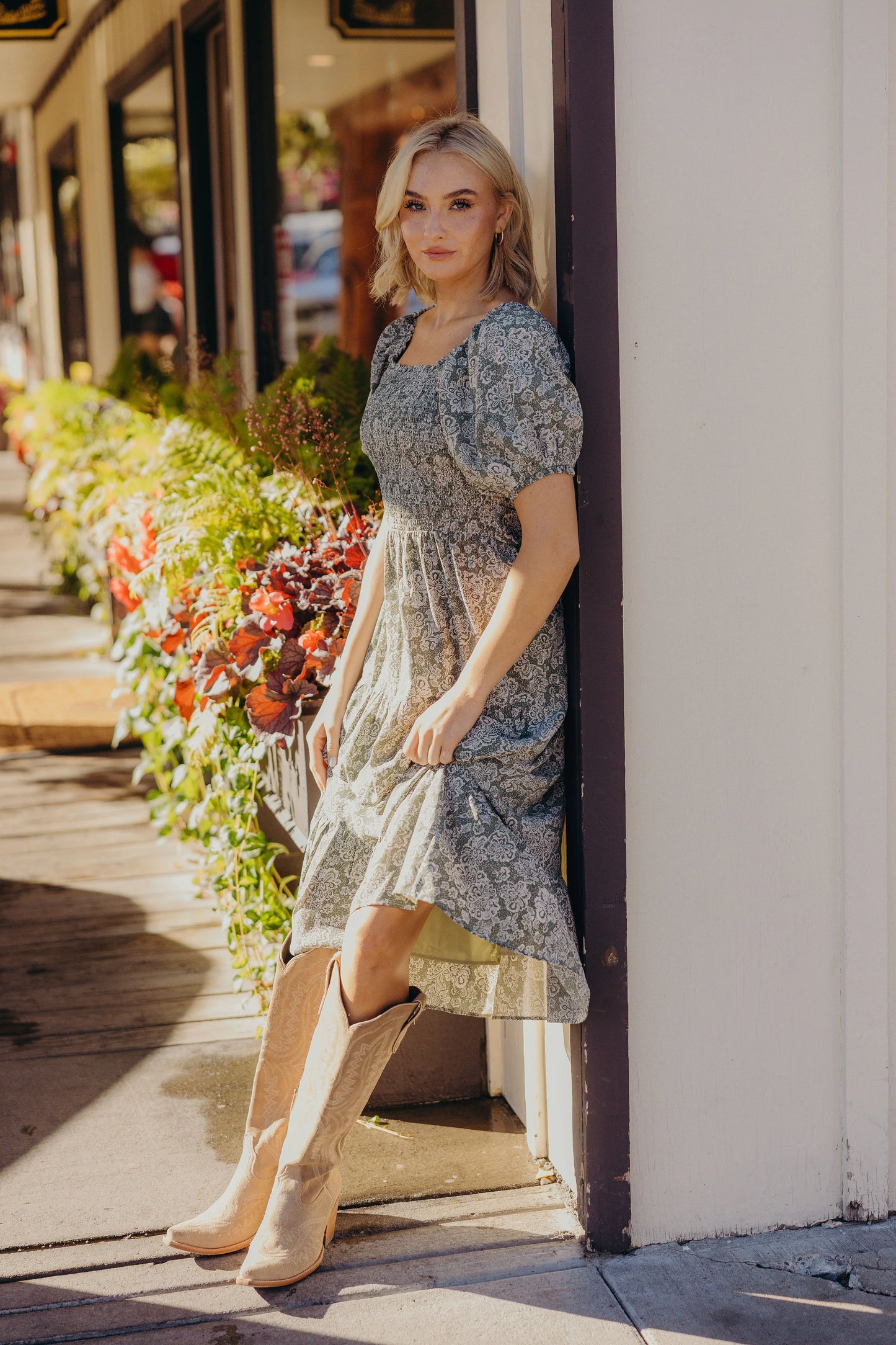 Sherelle Dress in Etched Fern- Misses and Plus (XS-4X)