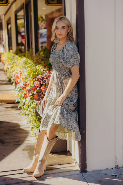 Sherelle Dress in Etched Fern- Misses and Plus (XS-4X)