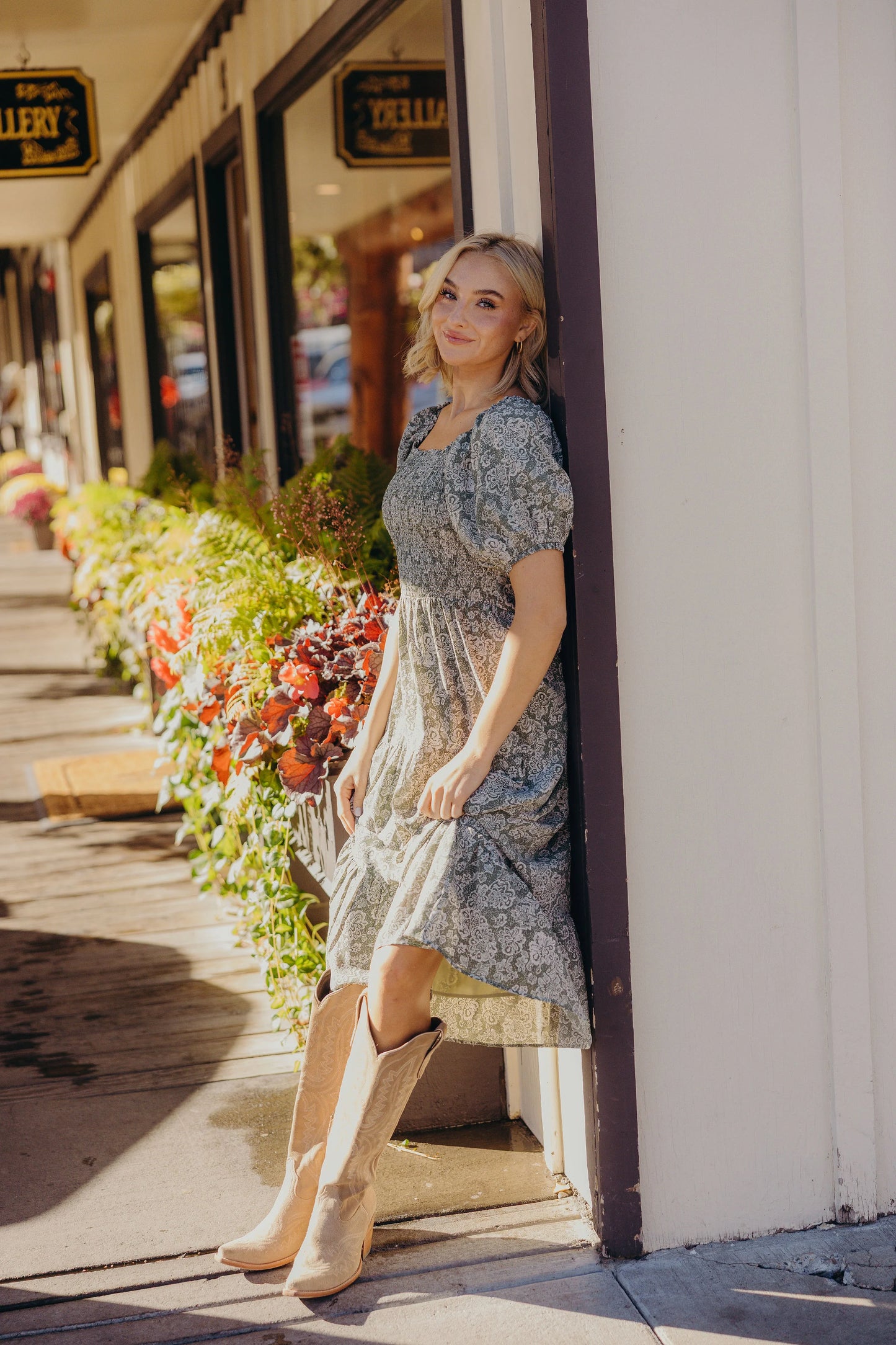 Sherelle Dress in Etched Fern- Misses and Plus (XS-4X)