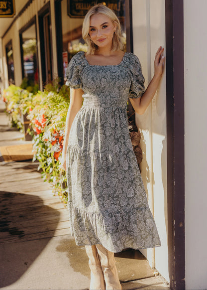 Sherelle Dress in Etched Fern- Misses and Plus (XS-4X)