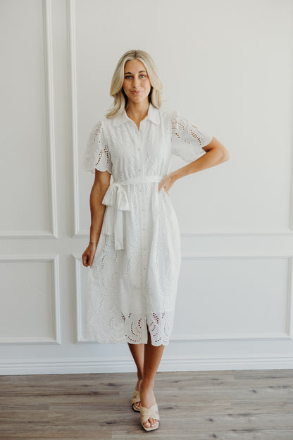 Cosette Dress in White Eyelet- Misses (XS-XL)