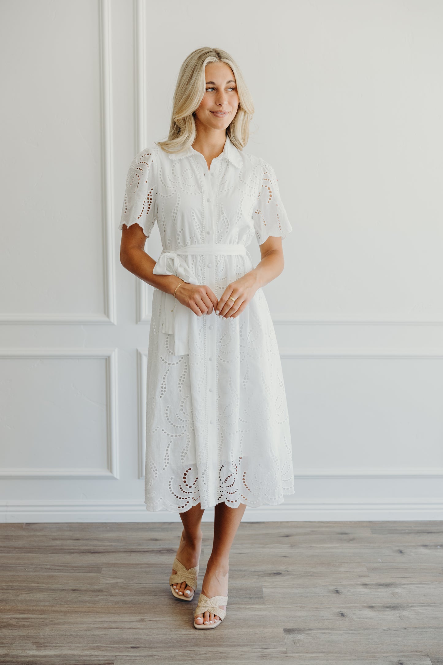 Cosette Dress in White Eyelet- Misses (XS-XL)