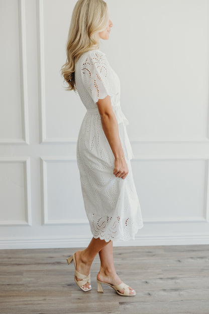 Cosette Dress in White Eyelet- Misses (XS-XL)