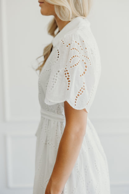 Cosette Dress in White Eyelet- Misses (XS-XL)