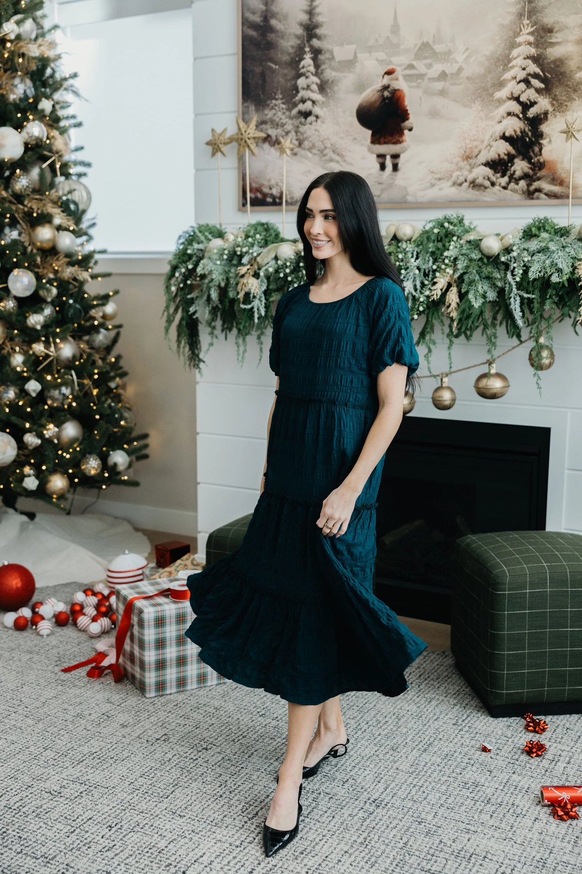 Serena Dress in Evergreen Frost- Misses and Plus (XS-4X)