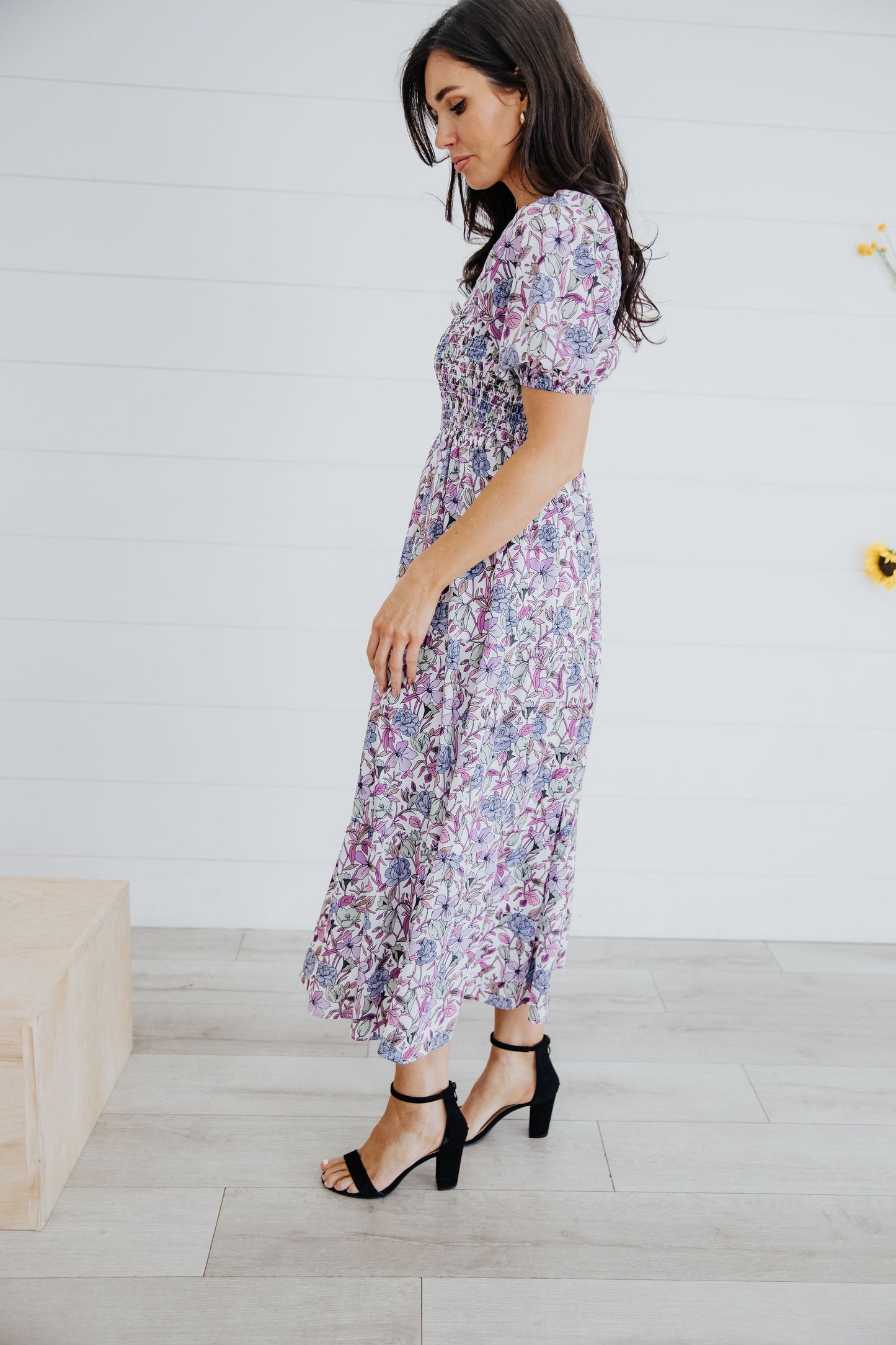 Indigo Dress in Painted Posies- Misses, Plus & Extended Plus (S-4X)