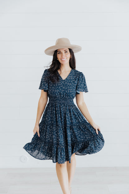 Jemma Dress in True Blue- Misses, Plus and Extended Plus (XS-4X)