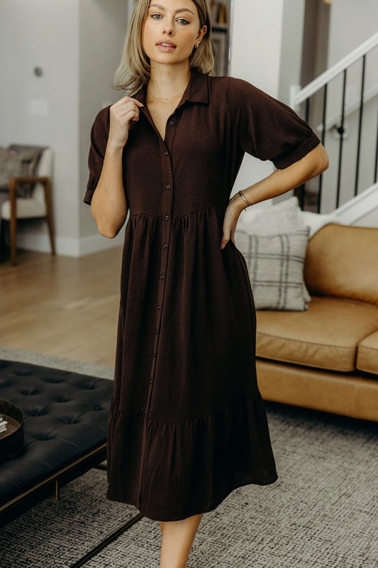 Leo Dress in Espresso- Misses and Plus (XS-4X)
