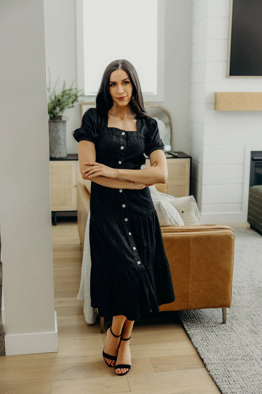 Elton Dress in Black Wash- Misses (S-XL)