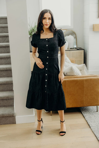 Elton Dress in Black Wash- Misses (S-XL)