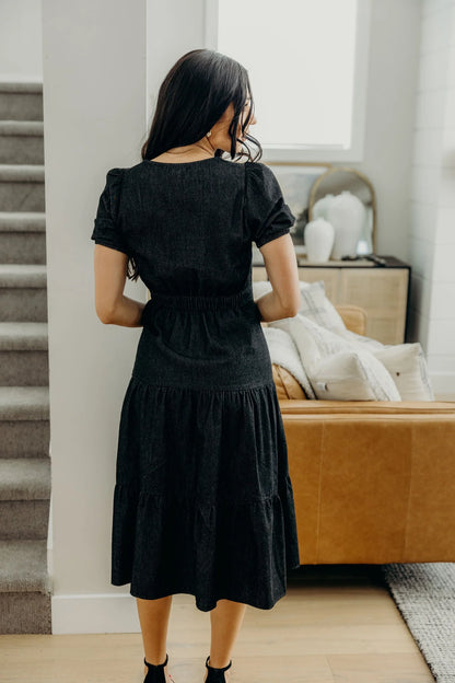 Elton Dress in Black Wash- Misses (S-XL)