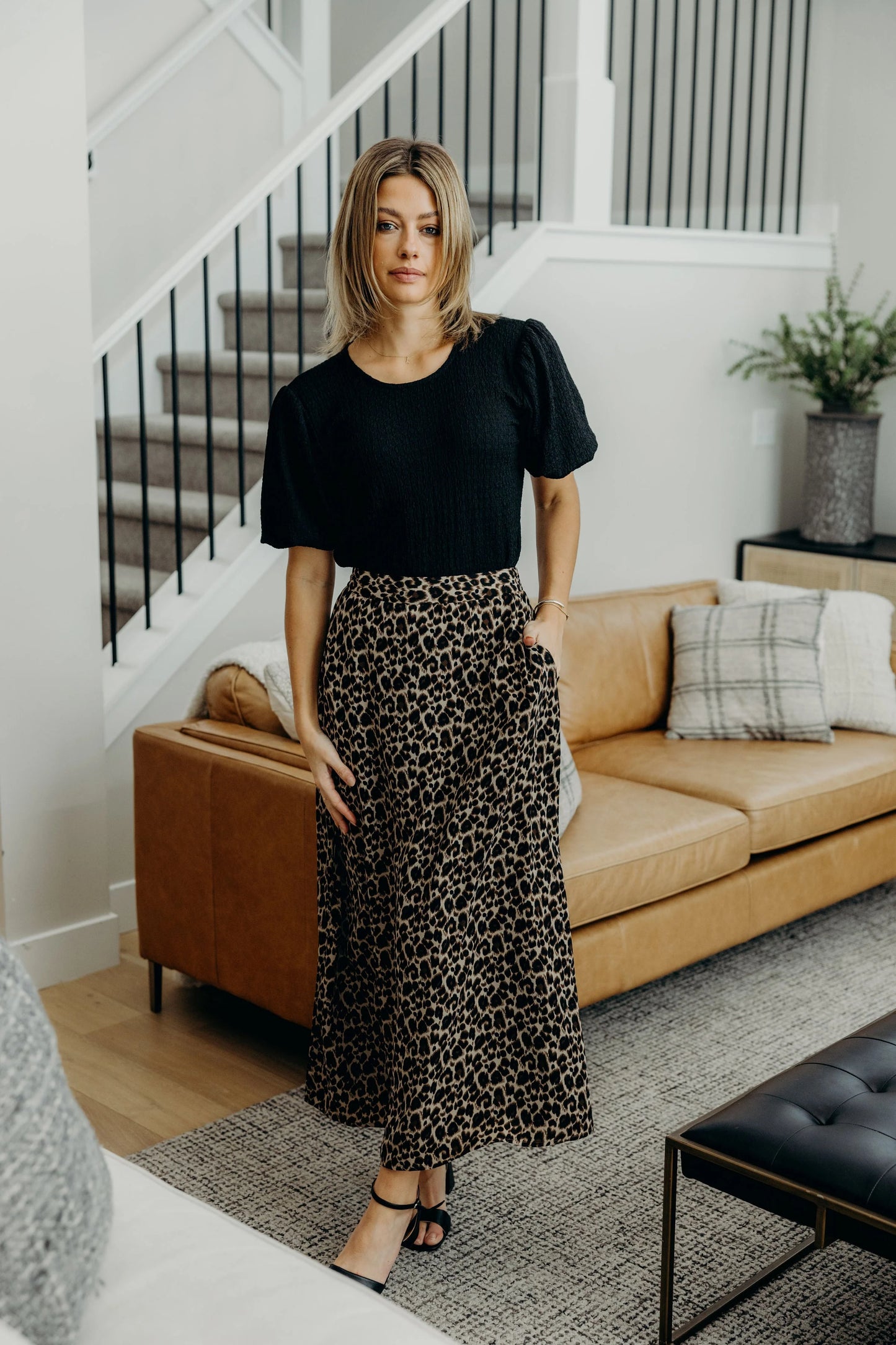 Maxi Slip Skirt in Leopard- Misses and Plus (XS-2X)