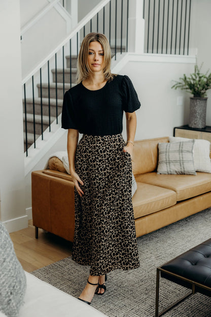 Maxi Slip Skirt in Leopard- Misses and Plus (XS-2X)