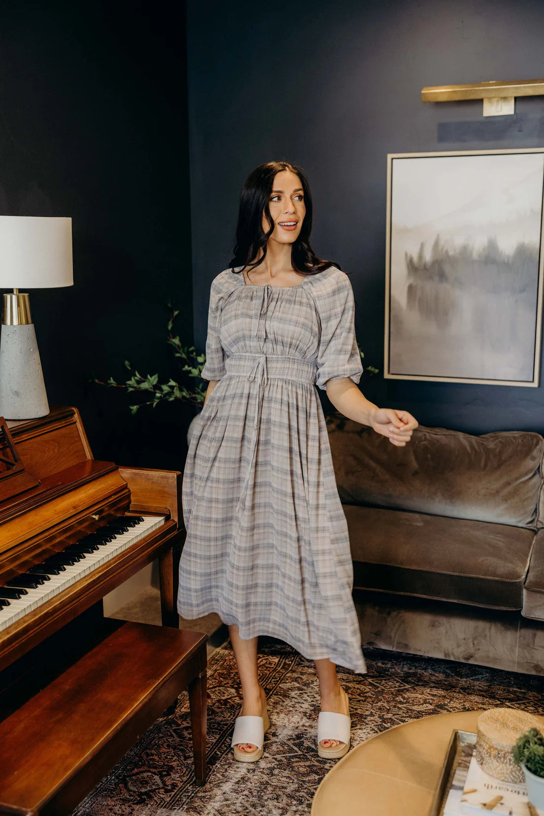 Dyer Dress in Frosty Plaid- Misses and Plus (XS-2X)