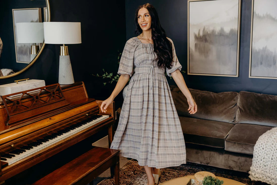 Dyer Dress in Frosty Plaid- Misses and Plus (XS-2X)