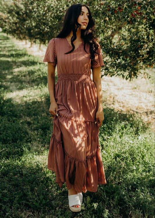 Eden Dress in Hearthstone Stripe- Misses and Plus (XS-4X)