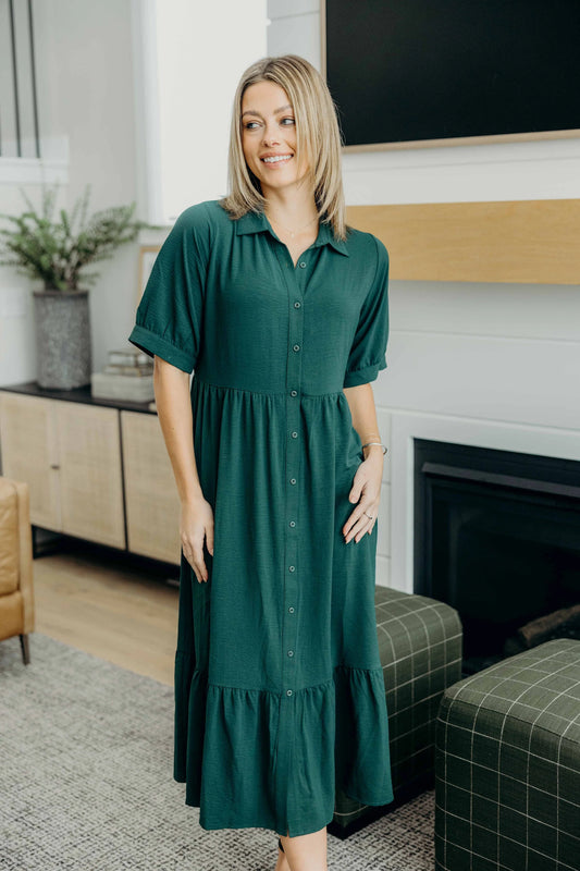 Leo Dress in Green- Misses and Plus (XS-4X)