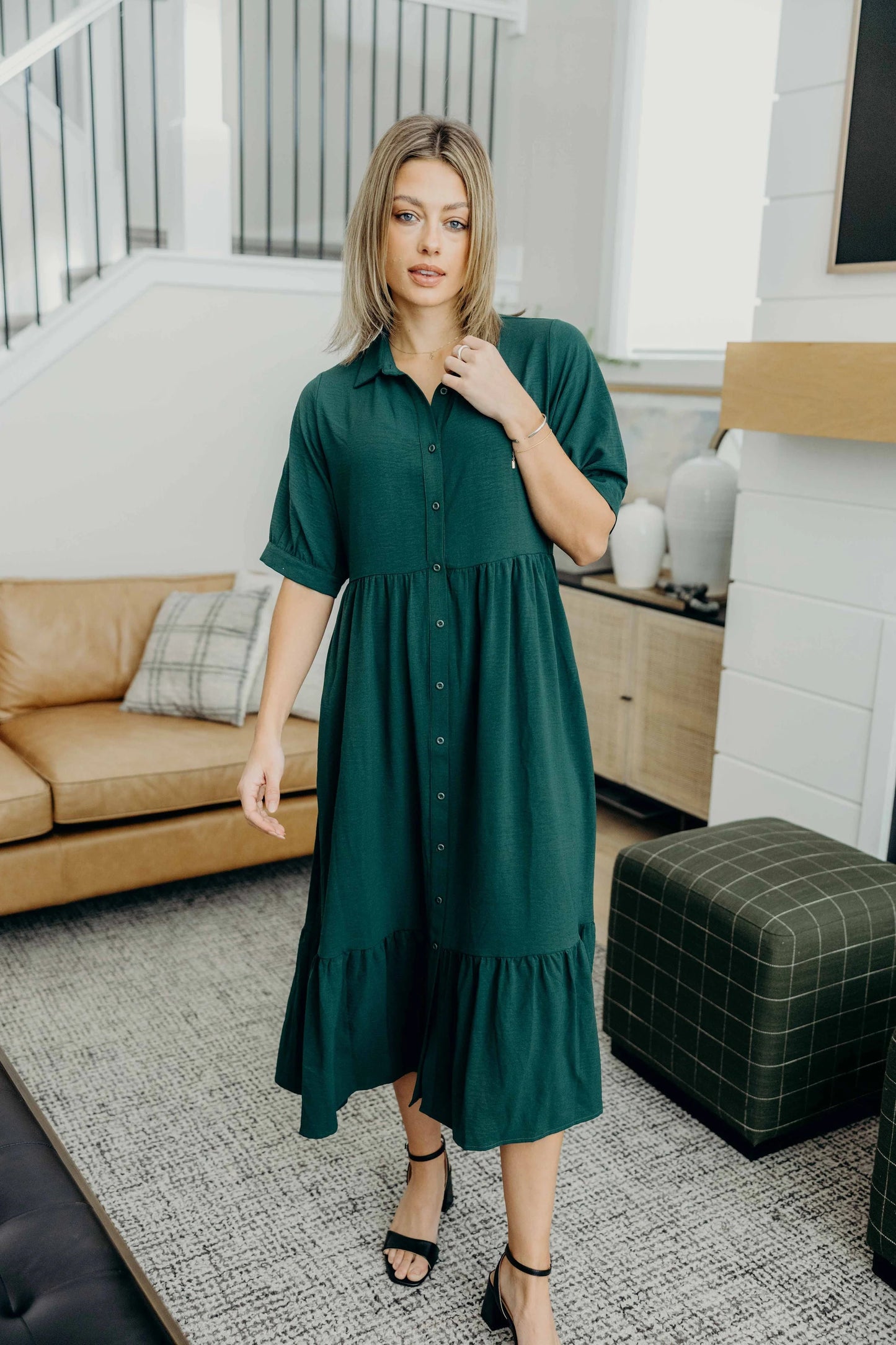 Leo Dress in Green- Misses and Plus (XS-4X)