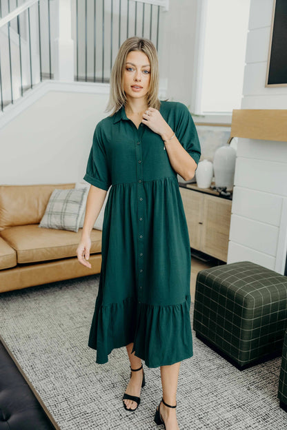 Leo Dress in Green- Misses and Plus (XS-4X)