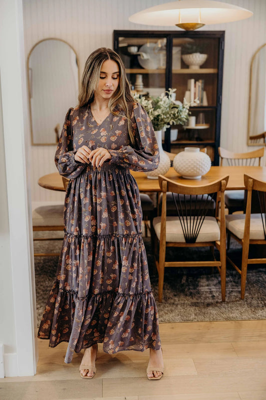 Jacey Dress in Gray Quill- Misses and Plus (XS-3X)