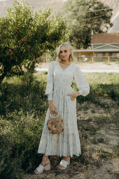 Jacey Dress in Heirloom Blue- Misses and Plus (XS,S,XL-4X)