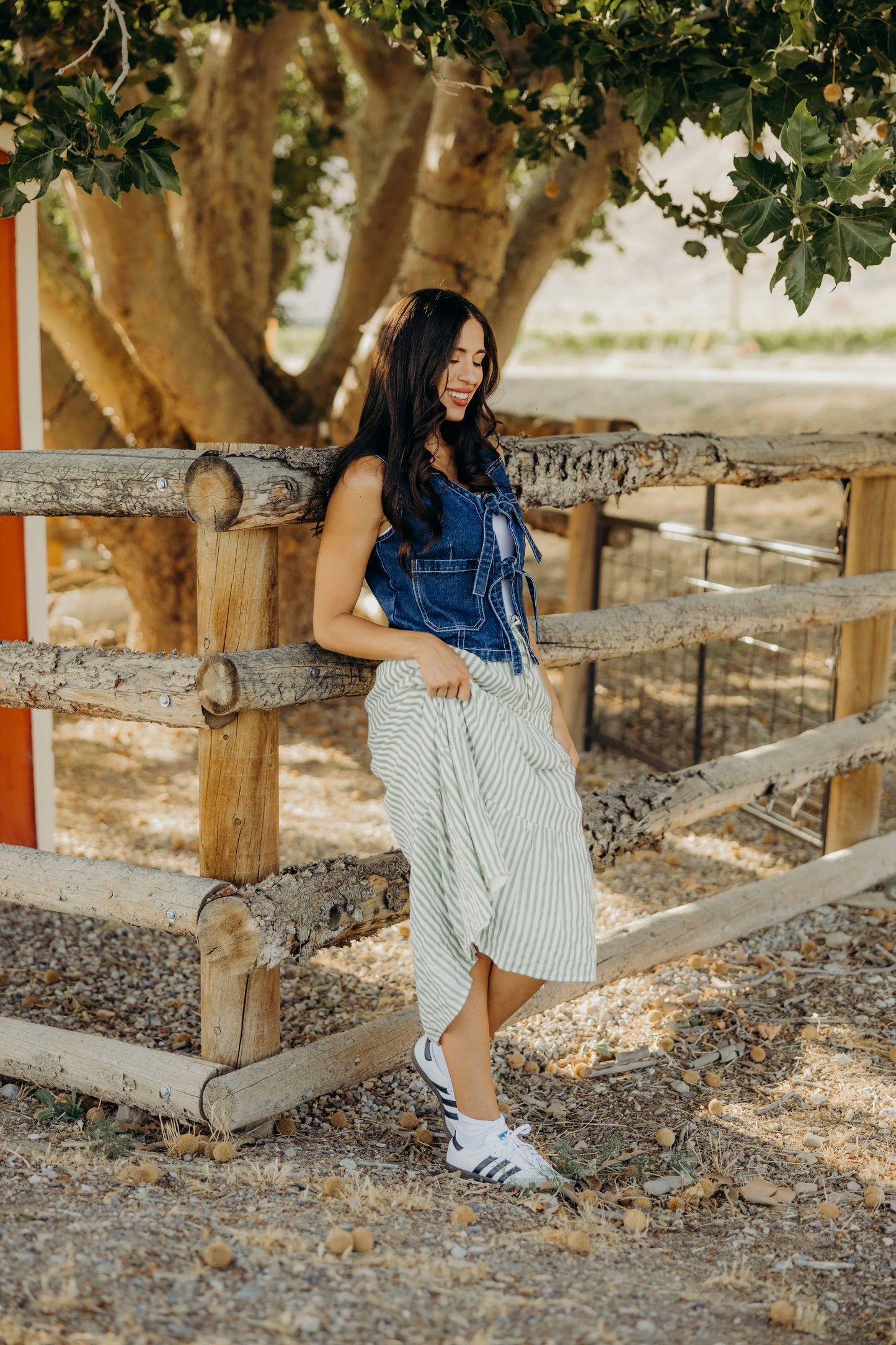 Tiered Full Skirt in Green Ribbon- Misses and Plus (XS,S,L,3X,4X)