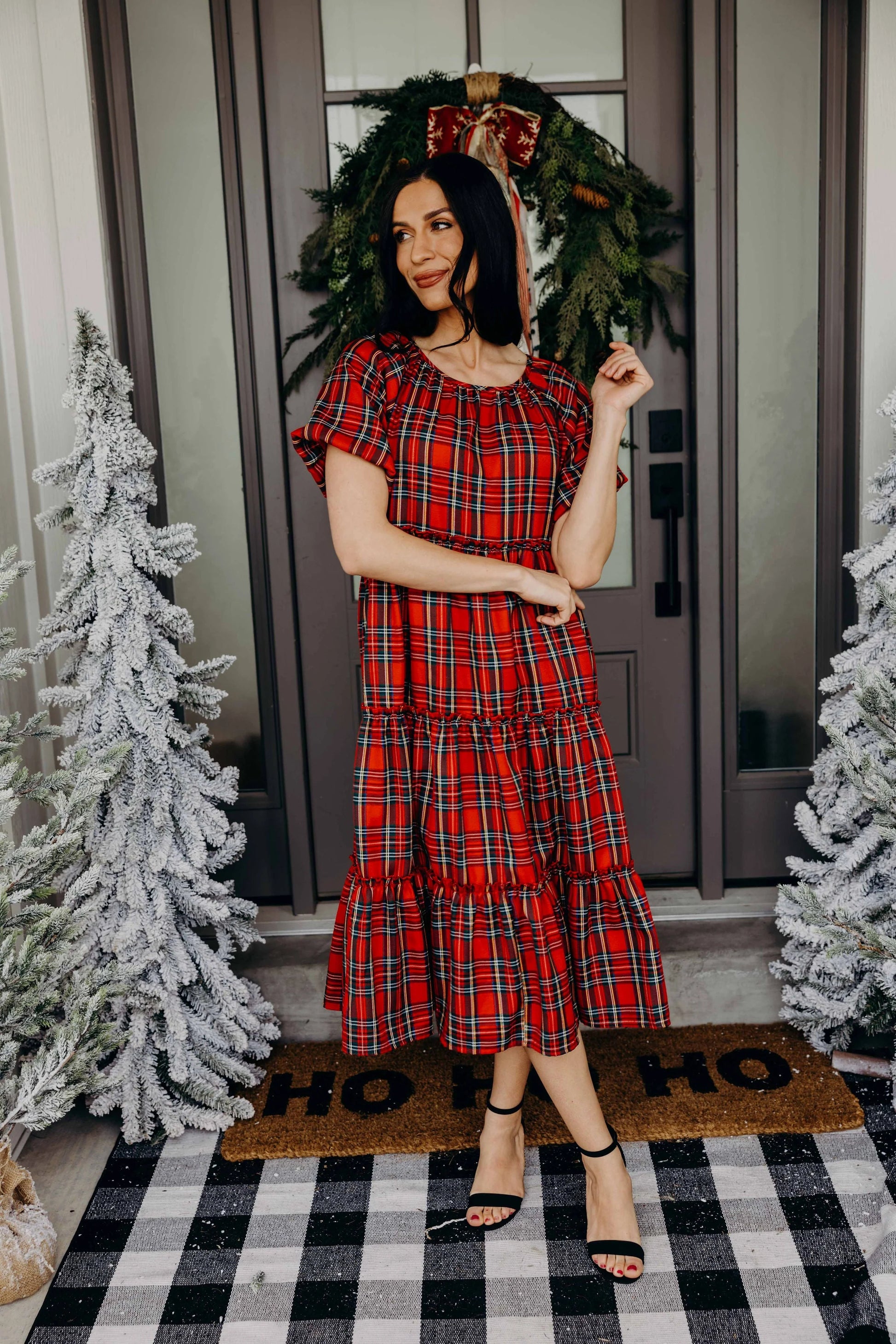 The Serena Dress in Cranberry Plaid XXL