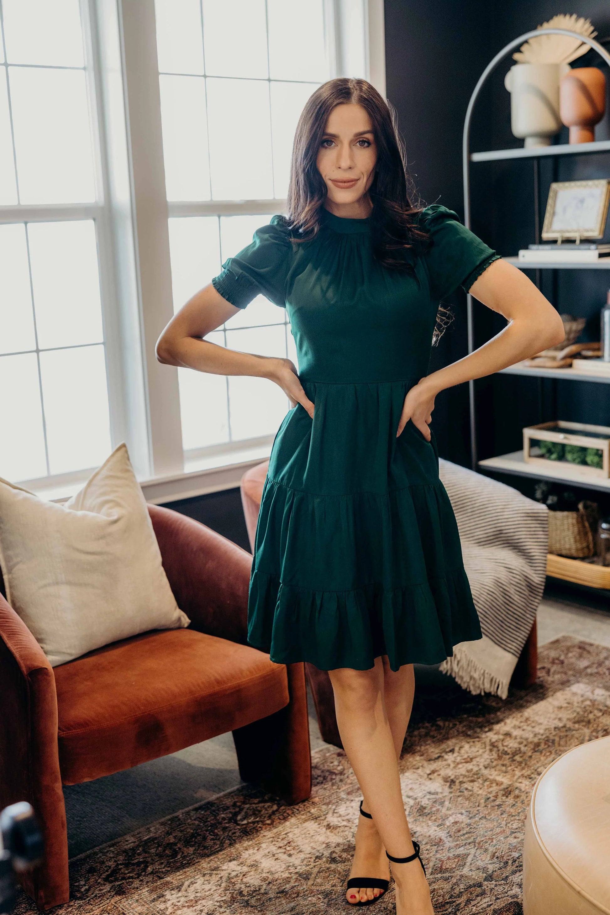 The Hollis Dress in Holiday Green XS The Hollis Dress in Holiday Green XS