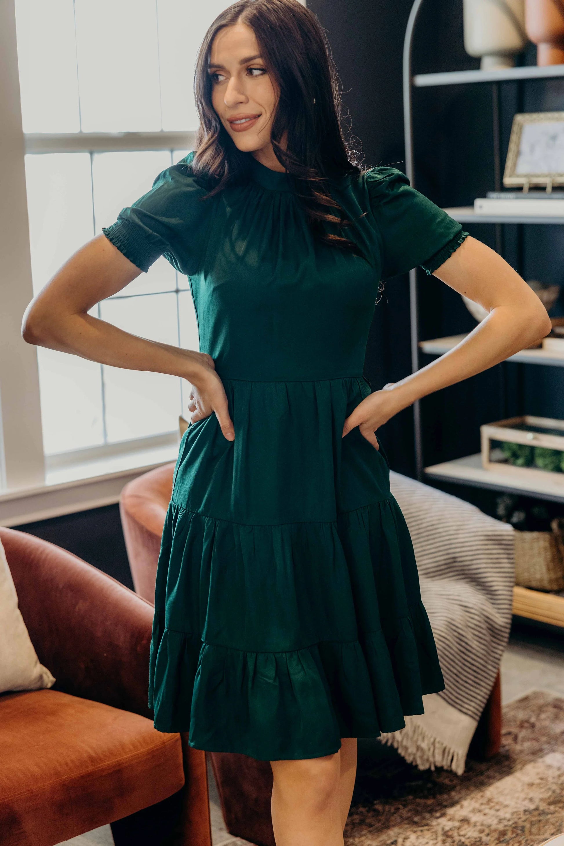 The Hollis Dress in Holiday Green XS The Hollis Dress in Holiday Green XS