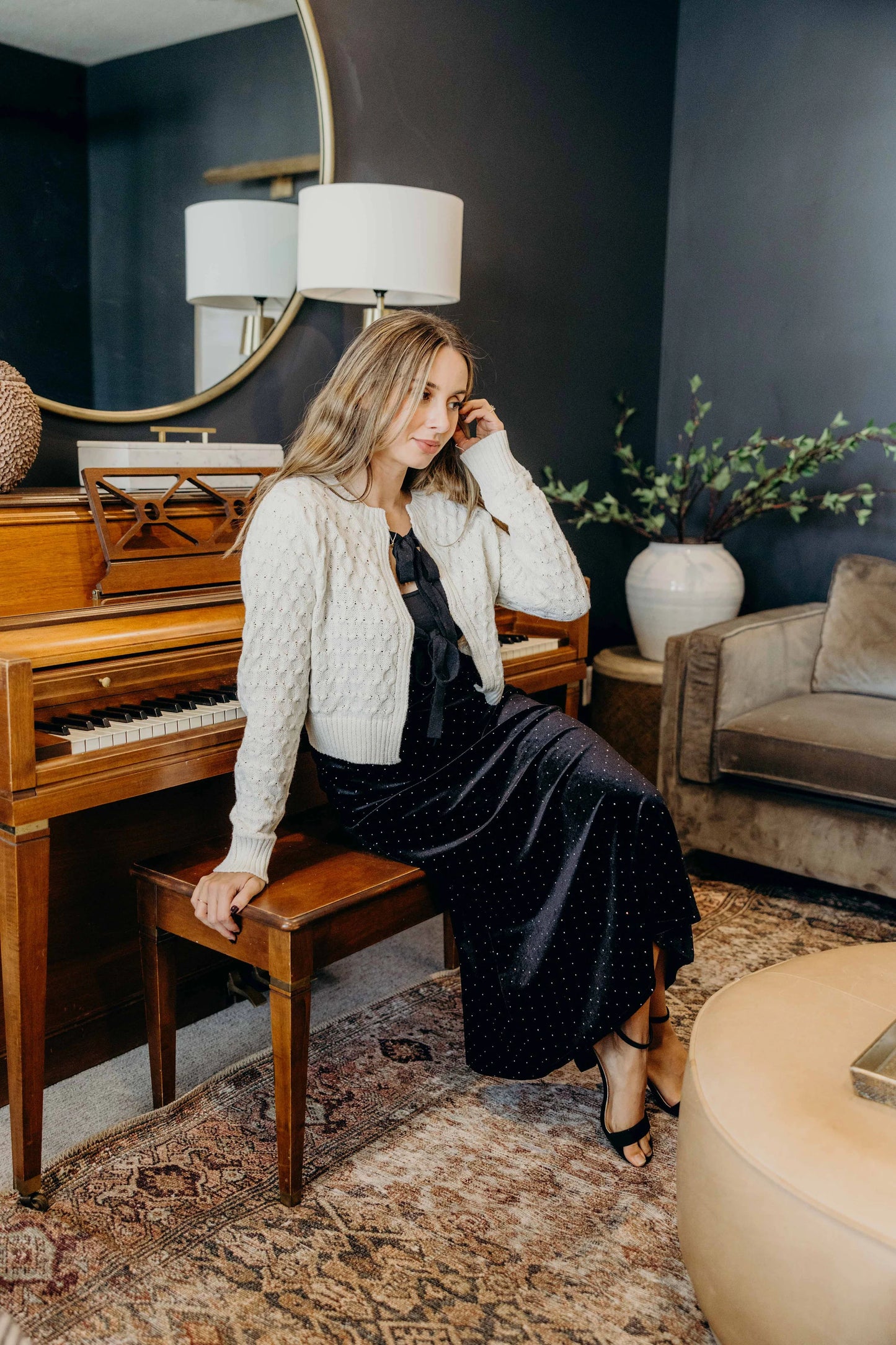 Yarn Knit Cardi in Marshmallow- Misses (XS-XL)