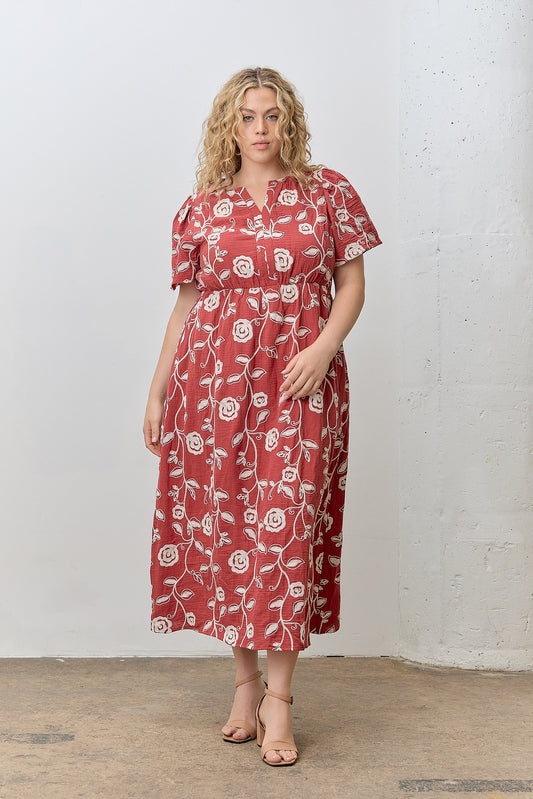 Rosewyn Dress in Berry- Plus (1X-3X)