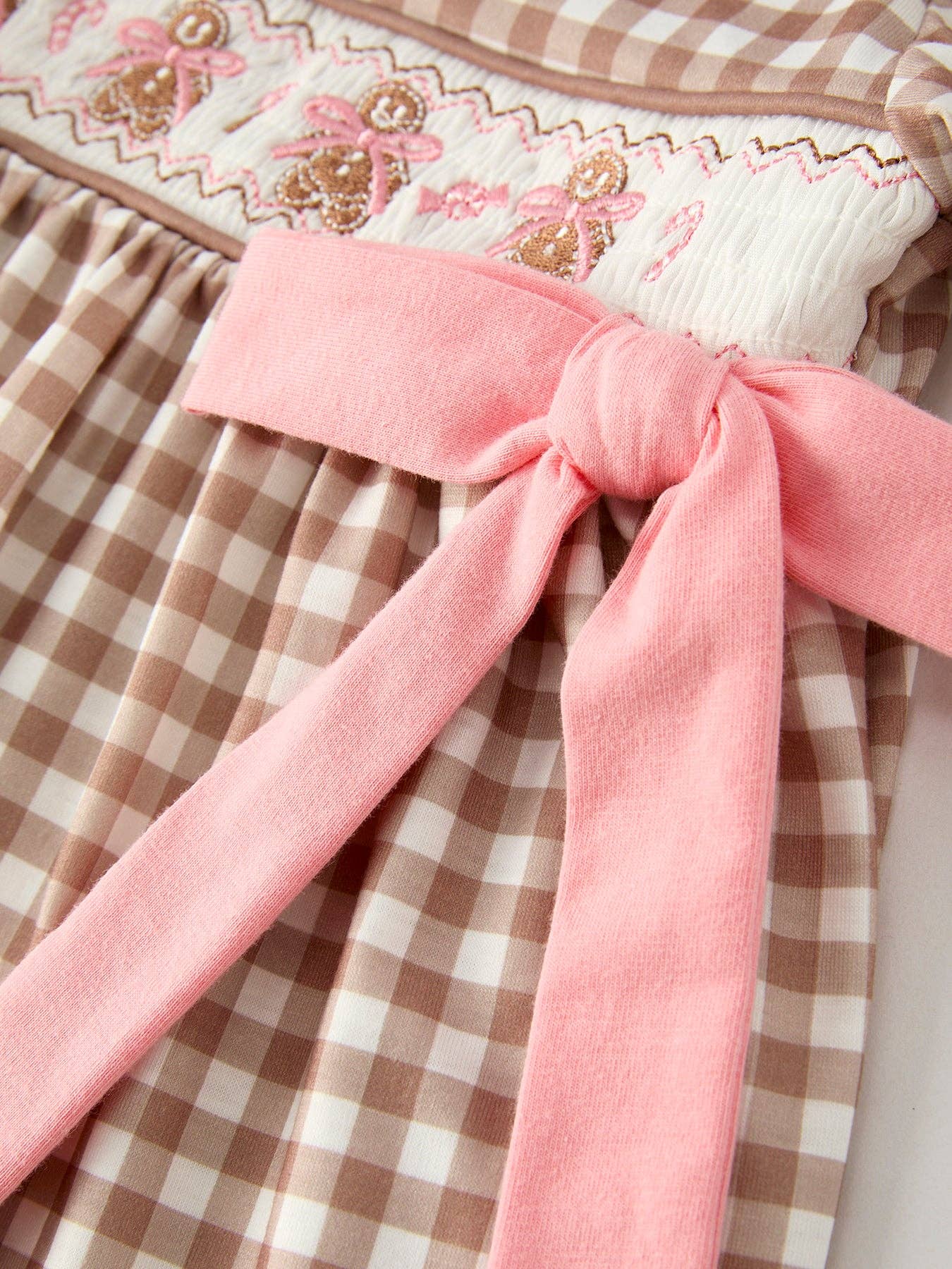 Gingerbread and Bows Dress in Brown- Girls (2-6)