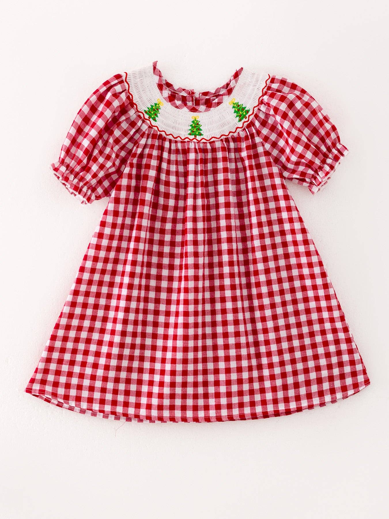 Christmas Tree Smocking Dress in Red- Girls (2-7)