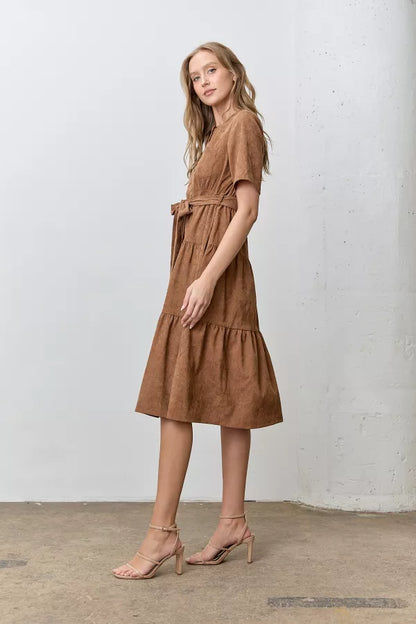 Dawsen Dress in Brown- Misses and Plus (S-3X)