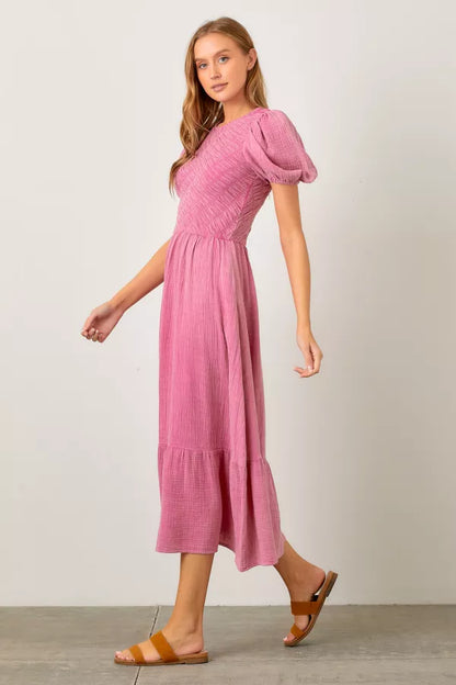 Elle W Dress in Pink- Misses and Plus (M-L,1X-3X)