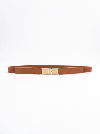 Elastic Skinny Belt in Caramel- Accessories