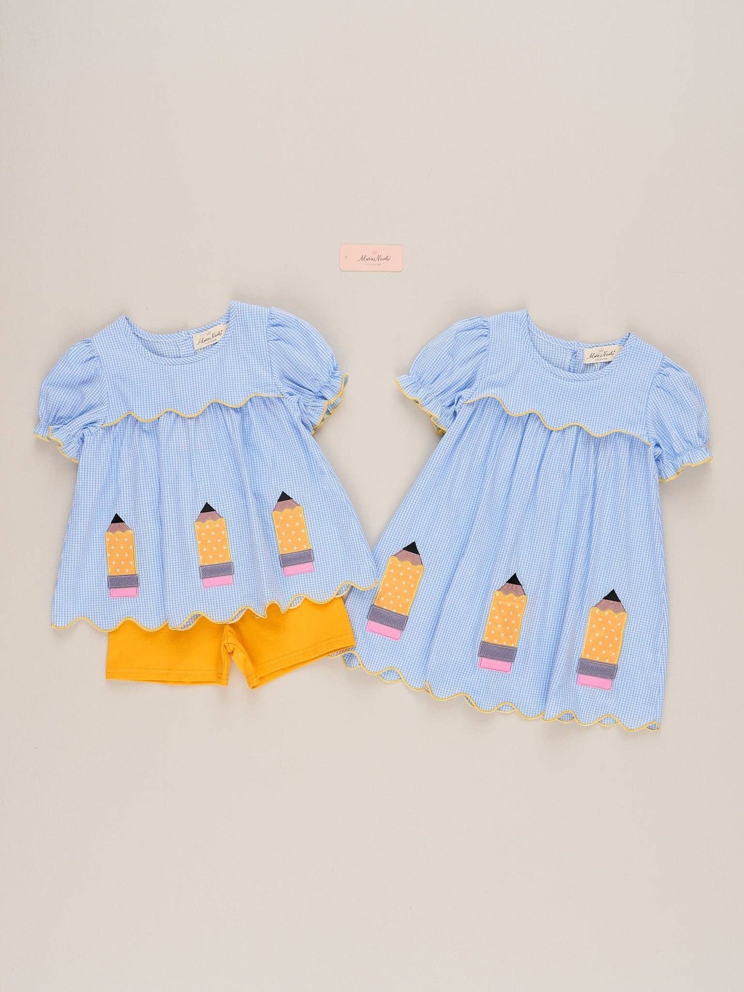 Embroidered Pencils Dress in Blue- Girls/Tween (4-9/10)