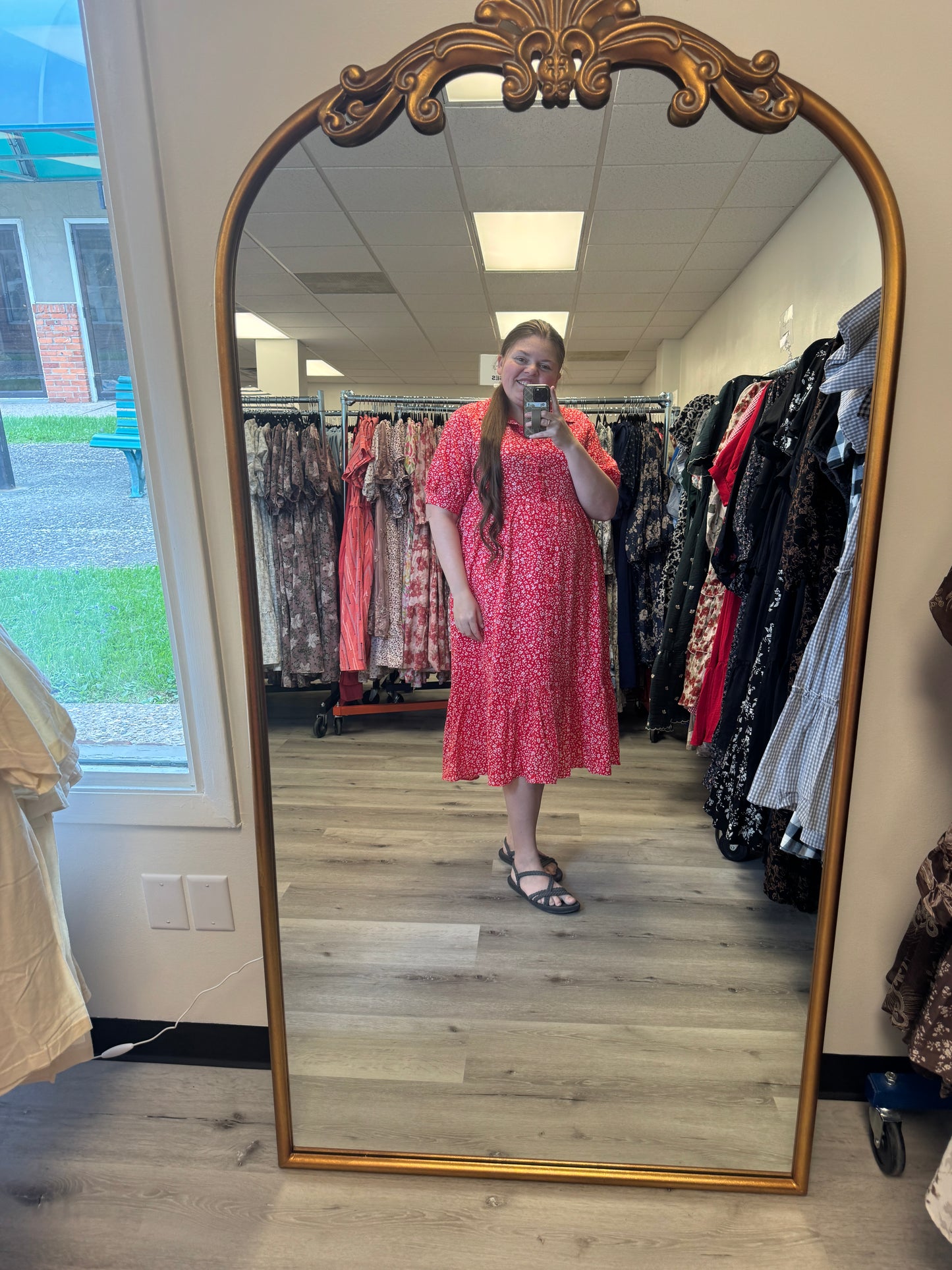 Leo Dress in Oriental Red- Misses and Plus (XS-4X)