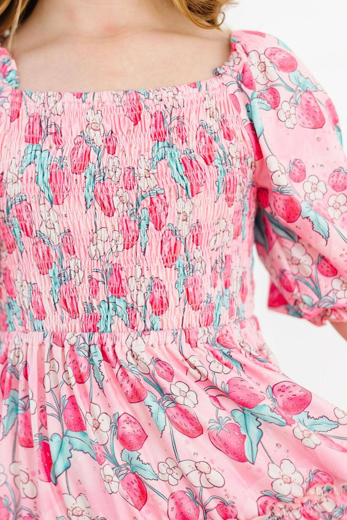 Strawberry Shortcake Smocked Dress in Pink- Girls (2T-7/8)