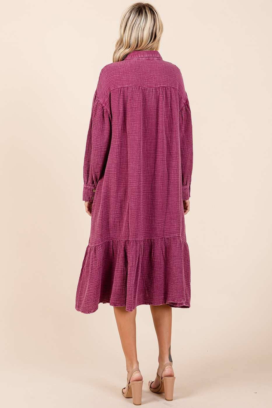 Zinnia Dress in Raspberry- Misses (S/M,M/L)