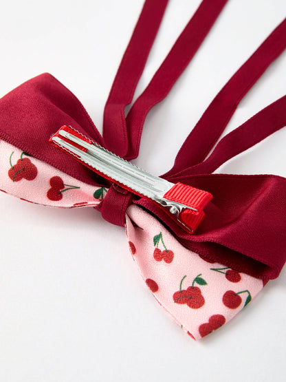 Cherry Bow Ribbon Hairpin- Girls Hair Accessories