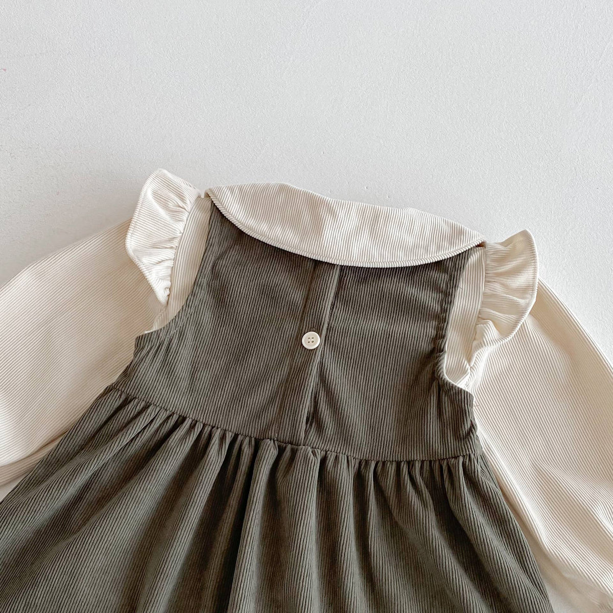 Olive Mae Dress in Cream/Olive- Infant/Girls (18M-6)