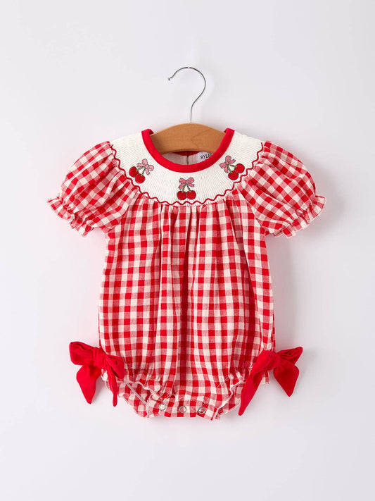 Cherry Romper in Red- Infant Girls (3M-12M)