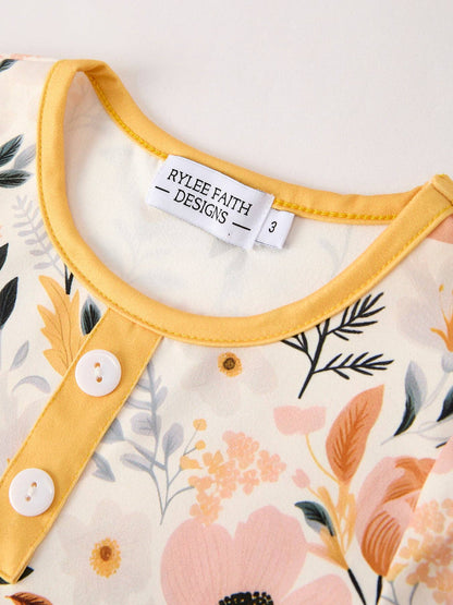 Flora Belle Dress in Mustard - Girls (2-7)