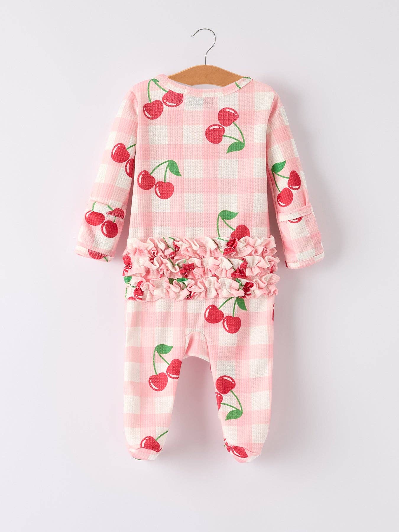 Waffle Cherry Romper in Pink- Infant Girls (3M-18M)