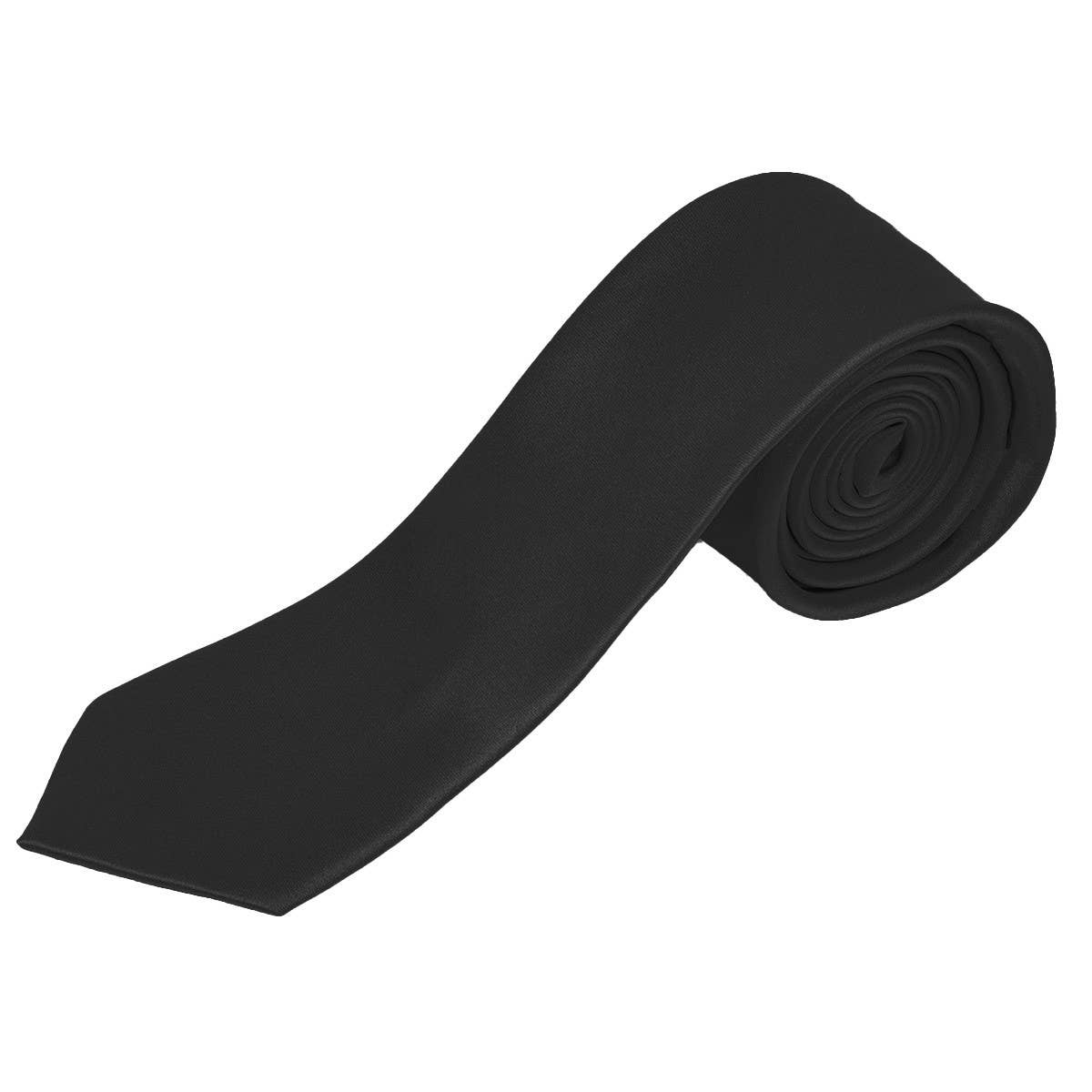 Poly Satin Solid 2.5" Slim Tie in Multiple Colors- Men's Accessories