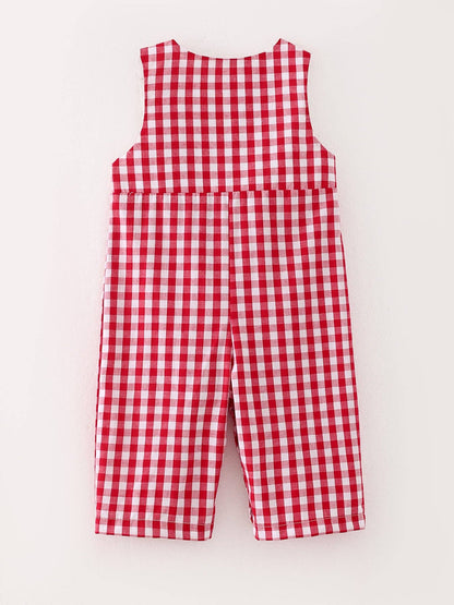Christmas Tree Smocking Boys Romper in Red- Infant Boys (3M-18M)