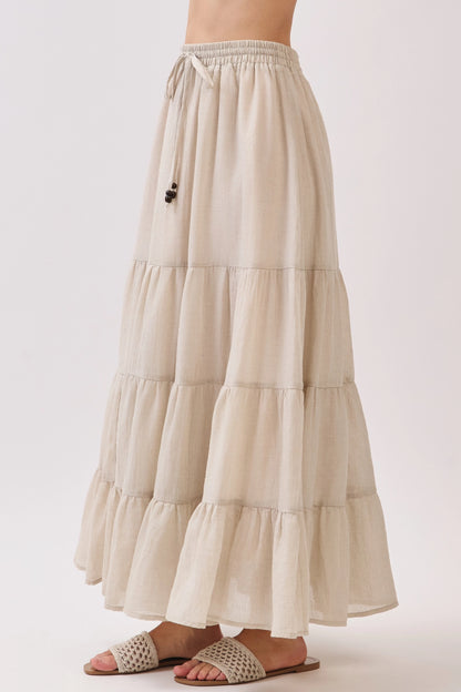 Laramie Tiered Maxi Skirt in Taupe- Misses (S-L)
