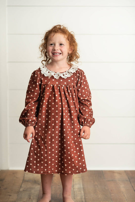 Octavia Dress in Coffee- Girls (3/4-10/12)